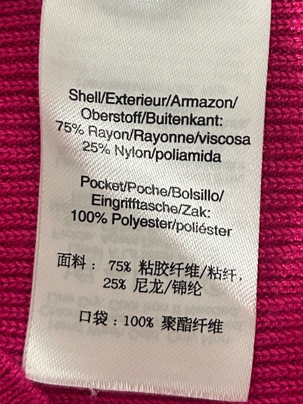 DKNY Women's V-Neck Sweater in Bright Fuchsia Pink - Picture 9 of 9